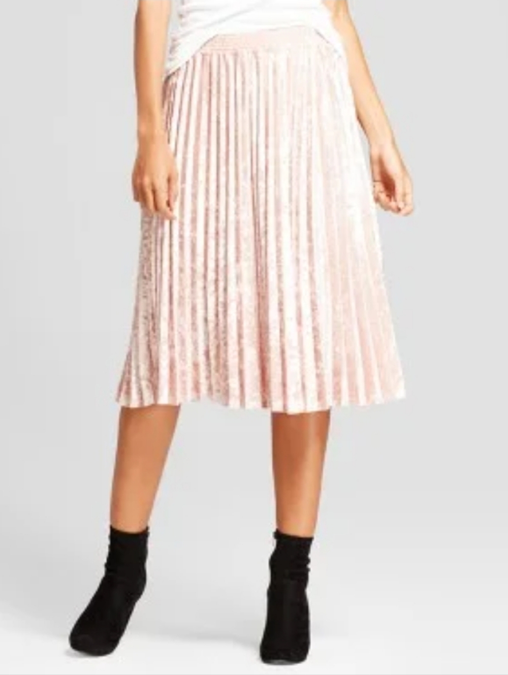 Blush Velvet Pleated Midi Skirt - XS - A New Day